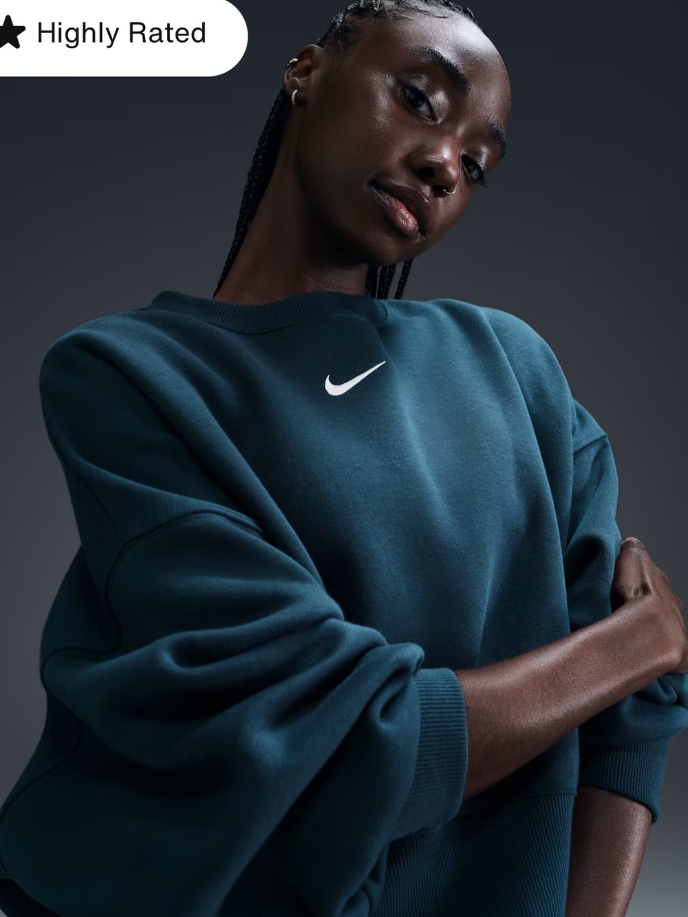 Nike Sportswear Phoenix Fleece Crewneck Sweatshirt Oversized XL Teal NWT